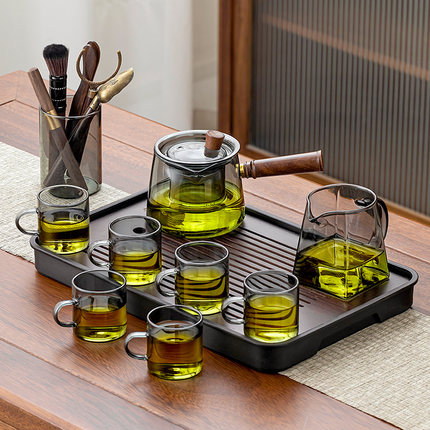 玻璃茶具套装家用耐热泡茶壶茶盘轻奢高档办公室客厅茶杯2024新款