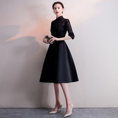 宴会小晚礼服2025新款 显瘦仙气质名媛连衣裙女平时可穿 黑色中长款