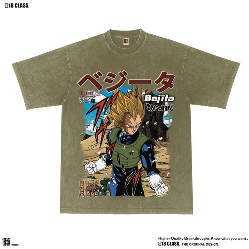 七龙珠美式贝吉塔旧短袖T恤
