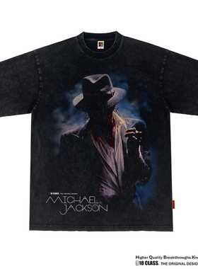 Michael Jackson原创迈克尔杰克逊男女小领口重磅复古纯棉短袖T恤