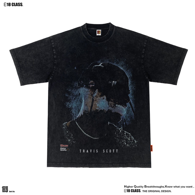 Travis Scott原创卫衣美式高街男女小领口重磅复古纯棉T恤长袖潮