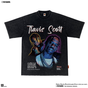 Travis Scott原创卫衣美式高街男女小领口重磅复古纯棉T恤长袖潮