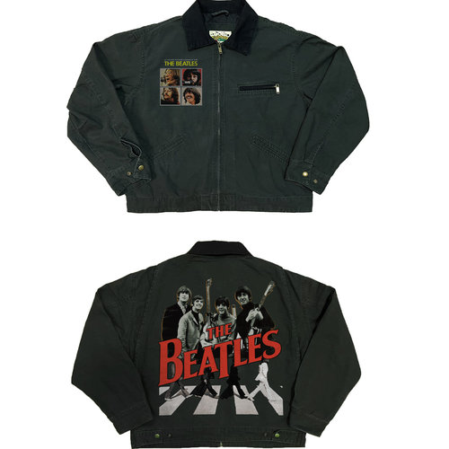 18CLASS披头士甲壳虫乐队印花J97工装水洗重磅夹克男秋季复古外套