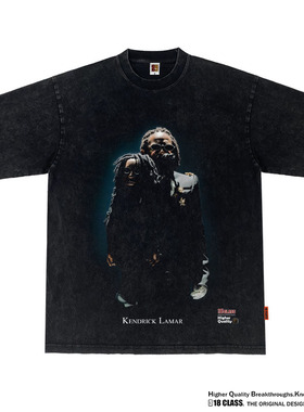 Kendrick Lamar肯德里克.拉马尔美式印花洗水重磅宽松长短袖T恤潮