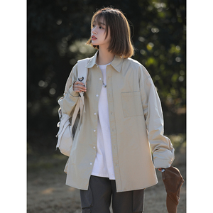 2025新款日系男女纯色美式宽松休闲工装衬衣长袖外套潮图片