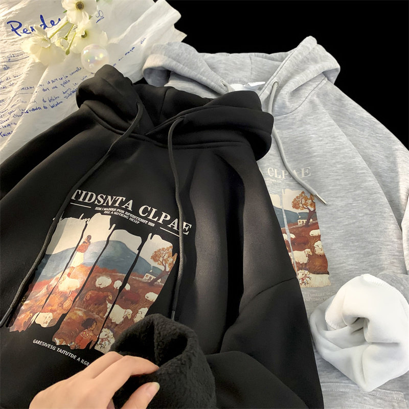 卫衣男士冬季重磅套头上衣服oversize宽松休闲连帽衫外套7026P50,女装短外套,星座710