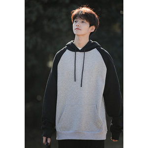 2025春季新款潮牌复古插肩撞色宽松抽绳连帽卫衣男潮ins外套，女装短外套，星座710