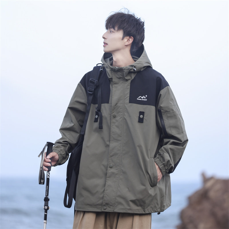 新款美式运动宽松冲锋衣外套男士秋季户外连帽夹克上衣7018p98，商品下架区商品下架区，星座710