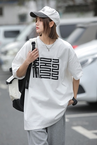 日系重磅短袖T恤女夏季复古潮牌oversize情侣半袖潮tee T03-P35图片