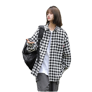 2025新款格子衬衫女复古宽松衬衣开衫外套长袖上衣春季7021P45图片