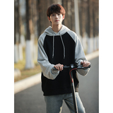 2025春季新款潮牌复古插肩撞色宽松抽绳连帽卫衣男潮ins外套，女装短外套，星座710