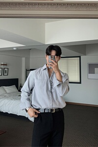 新款条纹长袖衬衫男士春秋季韩版轻熟风休闲衬衣XZ710-810P50图片