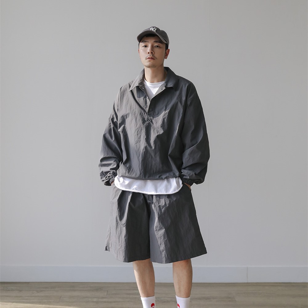 日系POLO领纯色衬衫男春新款宽松速干翻领夹克式外套3401P55特,男装夹克,星座710