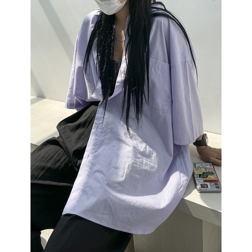衬衫男短袖夏季设计感潮牌潮流宽松休闲情侣半袖衬衣710-3422P45,男装T恤,星座710