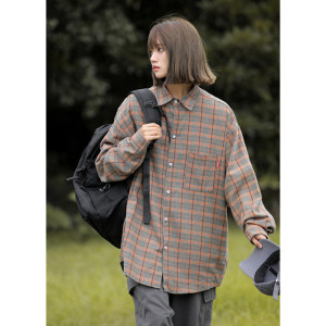 2025春装新款长袖衬衫女港风格子衬衣休闲外套7024P45,男装衬衫,星座710