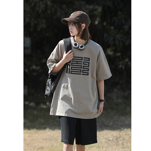 日系重磅短袖T恤女夏季复古潮牌oversize情侣半袖潮tee T03-P35图片