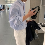 春秋条纹长袖衬衫男韩版潮流寸衫日系休闲衬衣宽松上衣XZ710-813，男装衬衫，星座710