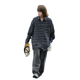 2025春装新款长袖衬衫女港风格子衬衣休闲外套7024P45，男装衬衫，星座710