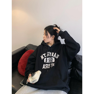 2023卫衣女连帽秋冬季ins潮流上衣宽松日系外套高街卫衣wy02P58,波点搭配碎花上衣图片