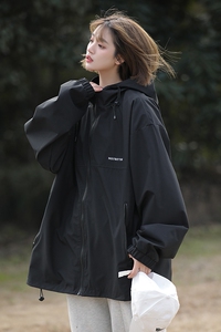 新款户外运动冲锋衣开衫连帽宽松上衣美式夹克外套女CFY02P50特价图片