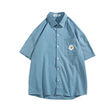 男式全棉衬衫韩版oversize半袖上衣夏季纯色短袖衬衣外套，男装T恤，星座710