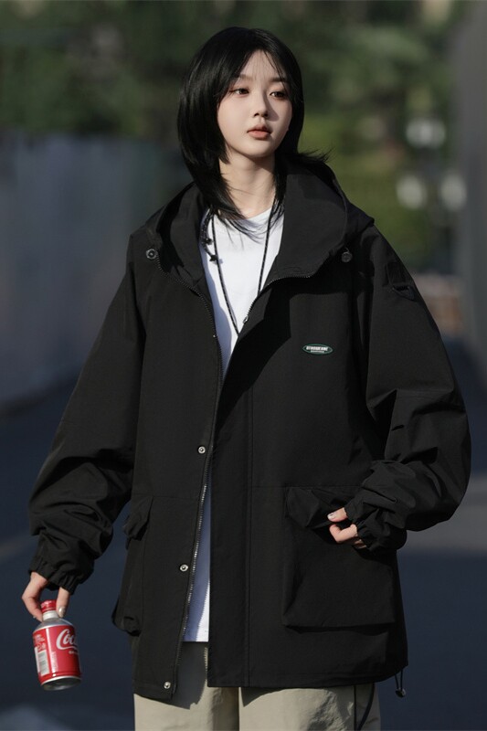 2025春秋学生情侣外套工装夹克宽松连帽冲锋衣女士上衣7013p78,男装夹克,星座710