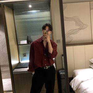 男装春季男士长袖衬衫宽松韩版休闲衬衣垂感痞帅潮710-3417P45图片