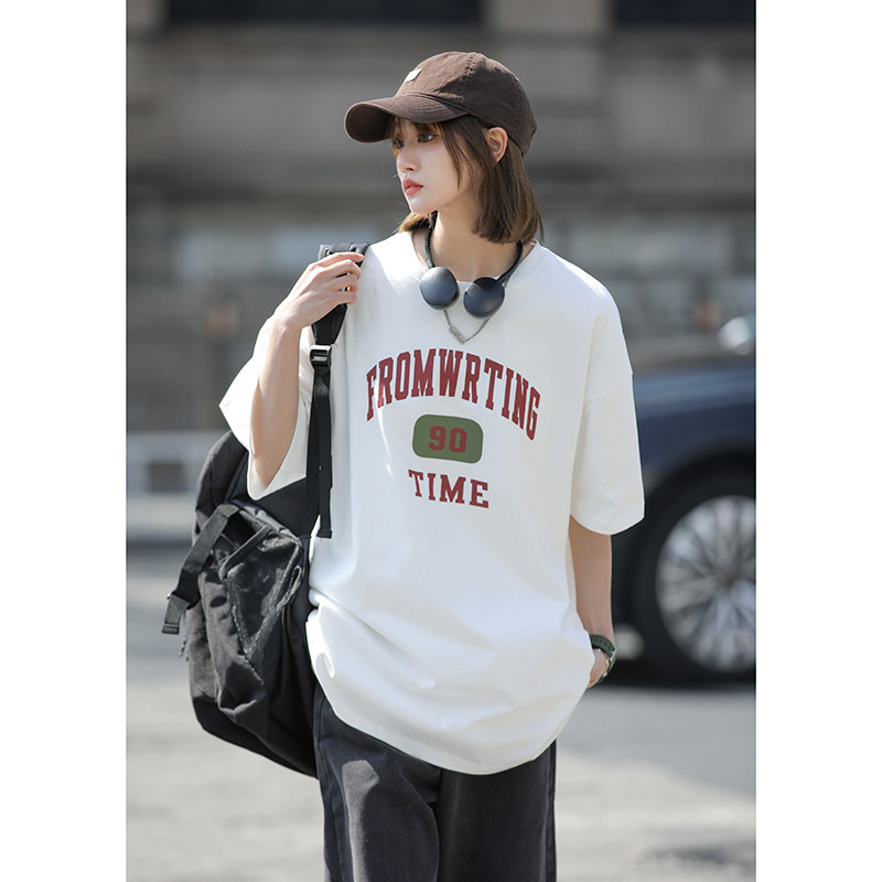 宽松短袖女t恤夏季2025年新款小众设计感印花上衣T01-P35,男装T恤,星座710