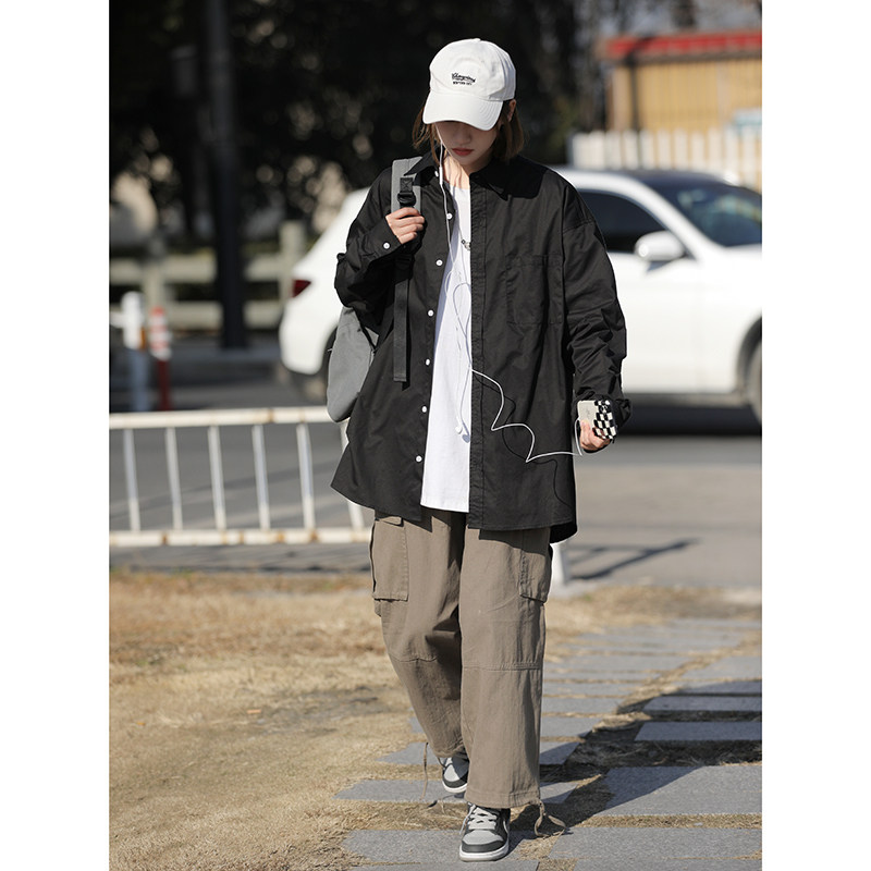 2025新款原创自制机能cityboy廓形宽松休闲长袖衬衣外套CS01,男装衬衫,星座710