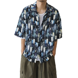 短袖衬衫男宽松慵懒风设计感小众夏季七分半袖衬衣3412P45特价，男装T恤，星座710