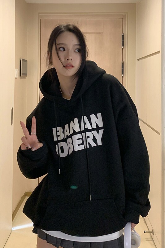 冬灰色字母印花连帽卫衣女oversize宽松加绒加厚外套WY06P68,女装短外套,星座710