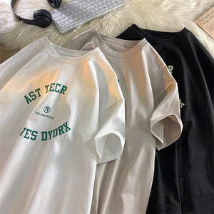 270g重磅字母印花短袖T恤男宽松简约半袖打底体恤衫T02-P35