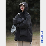 2025新款美式冲锋衣外套女春秋登山户外风机能风夹克女连帽外套，男装夹克，星座710