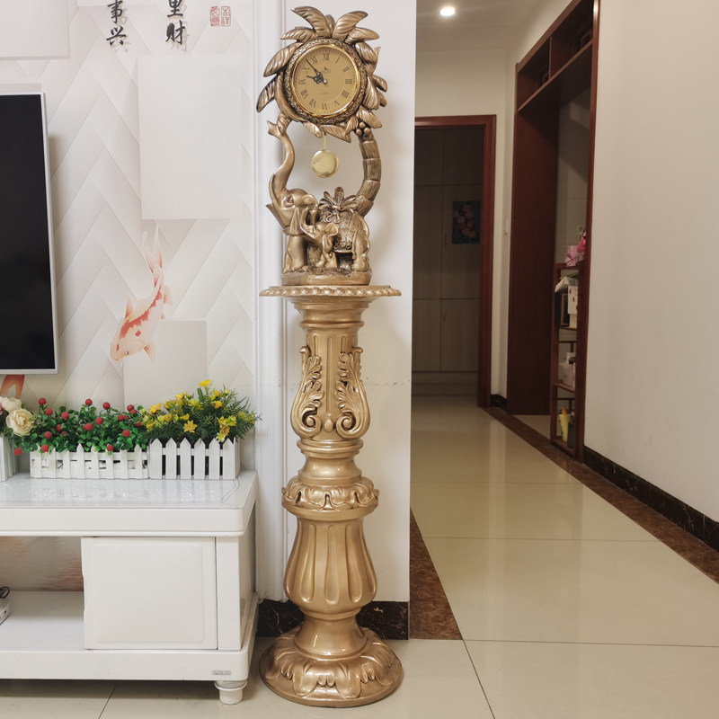 欧式客厅落地钟电视柜旁边摆设家居装饰轻奢时尚花架家用创意座钟