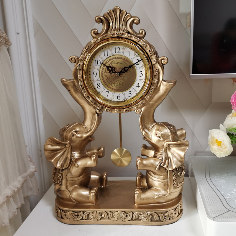 客厅大象座钟创意桌面摆钟欧式复古大号家用电视柜摆件静音台式钟,家居饰品,座钟,淘宝优惠券,粉丝福利购,淘宝优惠卷