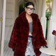 俄罗斯进口中长款 茉萱 绯红恋曲 连帽红色紫貂外套貂皮大衣女2025