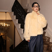 茉萱 皮草外套2025秋冬女 时尚 初雪来信 进口雷克斯獭兔毛立领短款