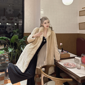 西装 香榭丽舍 进口全抽中长款 领水貂整貂貂皮大衣女冬皮草外套