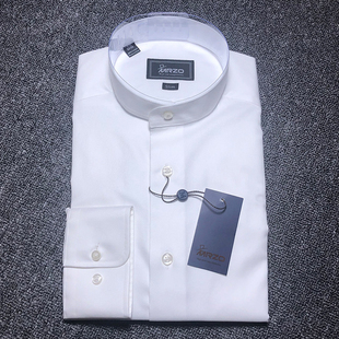 上班职业商务正装 男进口面料修身 衬衣 衬衫 MRZO中华立领纯棉长袖