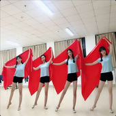 芳华同款 舞蹈丝巾表演绸缎专业跳舞蹈红色方巾中国红年会舞台道具