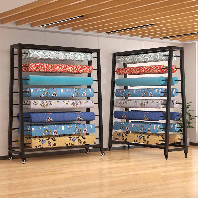 布料面料展示架桌布水晶布匹布卷纺织陈列架货架移动皮革地毯架子