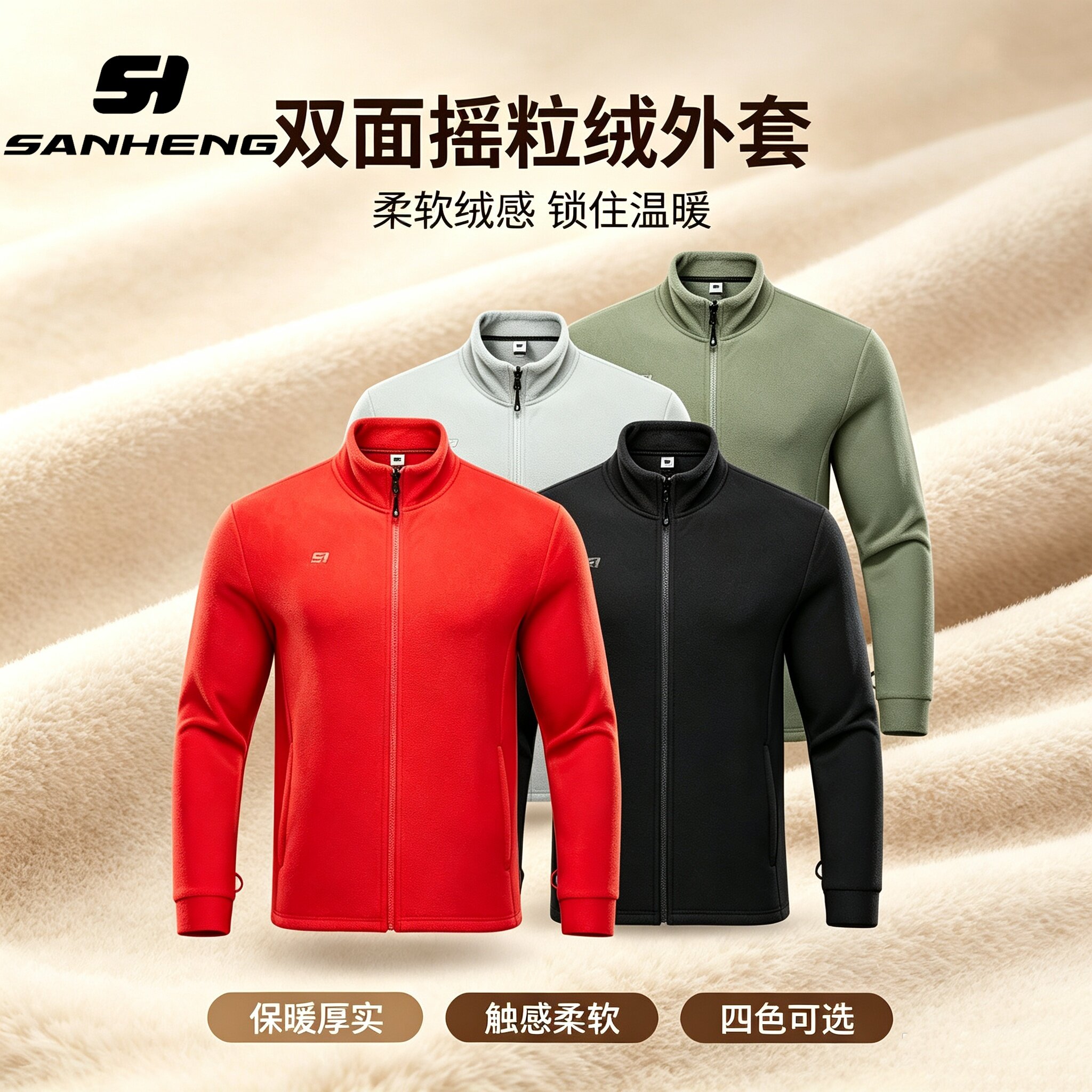 三恒秋冬保暖摇粒绒外套男图片