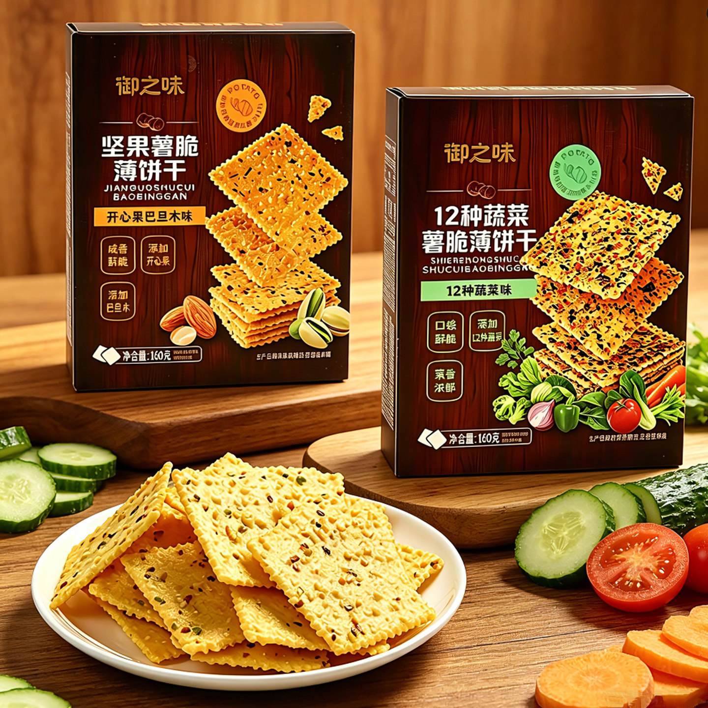 御之味坚果薯脆薄饼干12蔬菜味