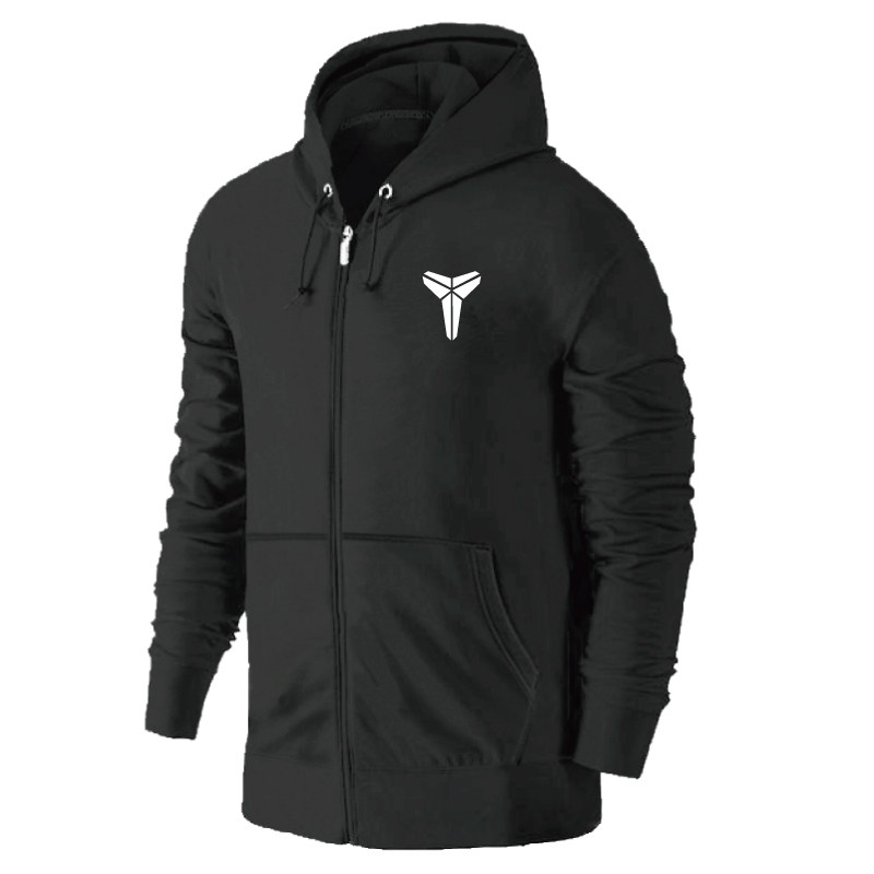 秋冬科比logo倒三角球衣训练服加绒保暖拉链卫衣帽衫外套