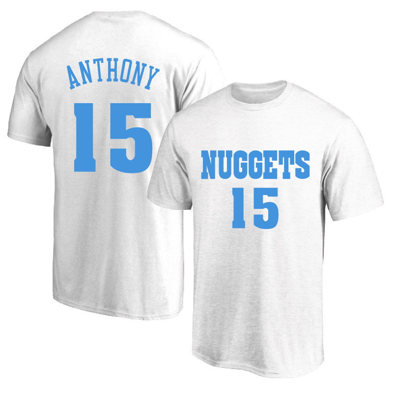 纪念版丹佛掘金15号安东尼球衣训练服纯棉短袖T恤篮球运动半袖