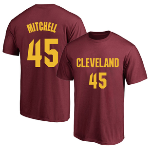 克利夫兰骑士45号米切尔球衣训练服纯棉圆领短袖T恤篮球运动半袖