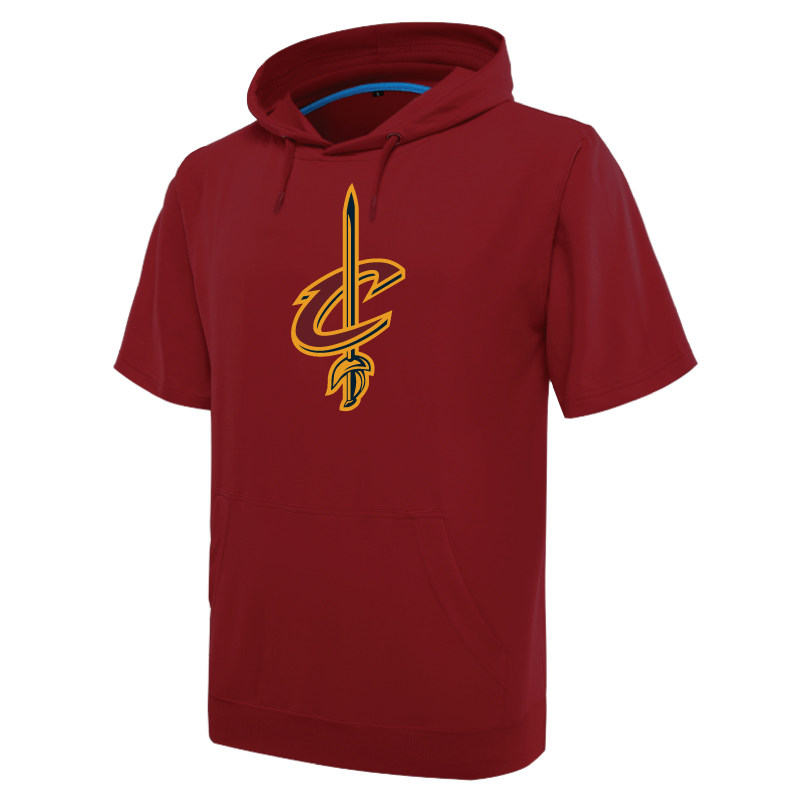 春夏秋骑士logo队标球衣训练服詹姆斯纯棉短袖连帽卫衣半袖帽衫