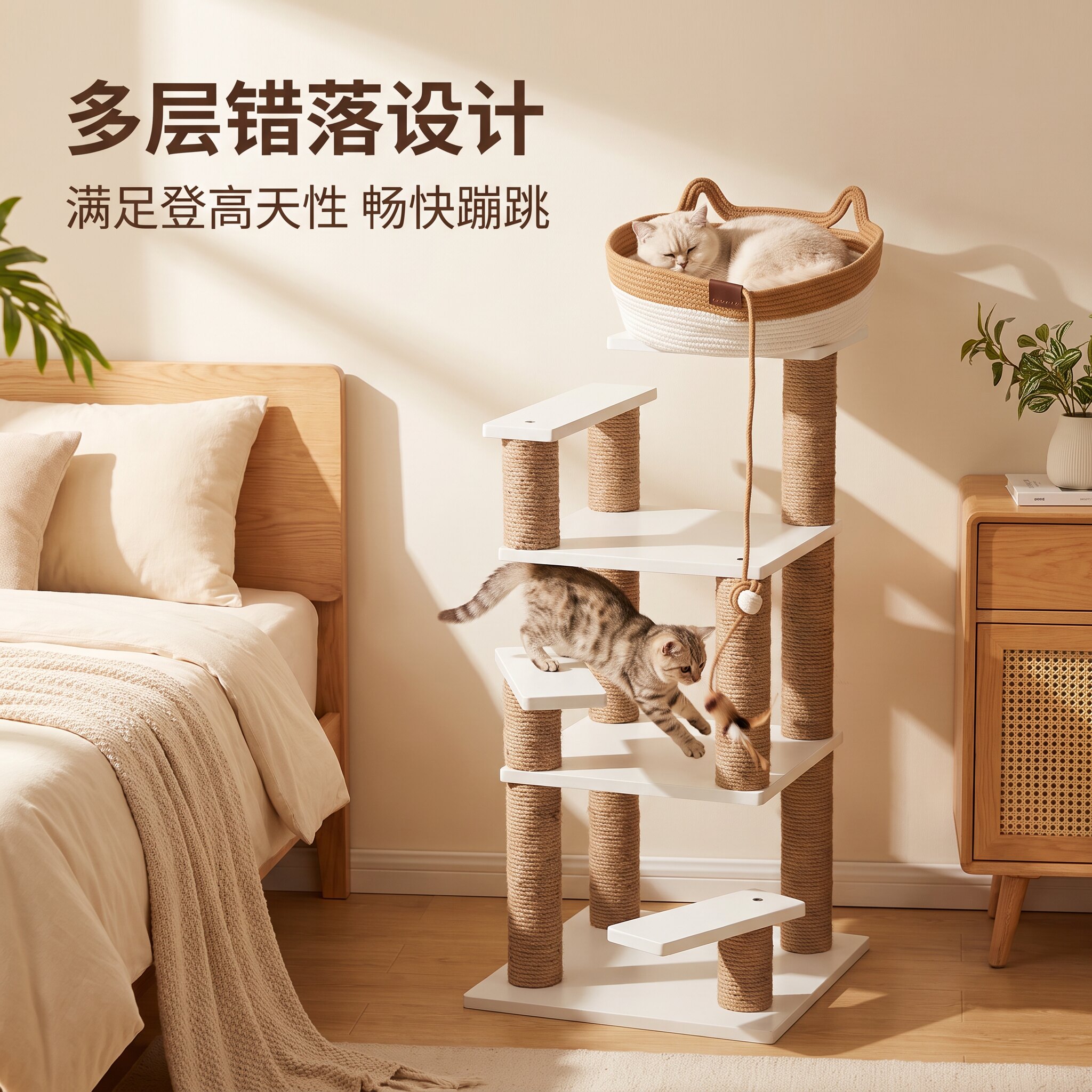 实木多层猫爬架带猫窝不占地猫窝