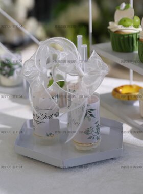 婚礼推推乐贴纸6片装红色粉色森系金色香槟色浅蓝紫色/圆形布丁瓶