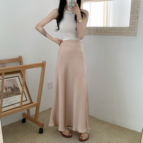缎面半身裙女夏季垂感包臀鱼尾裙
